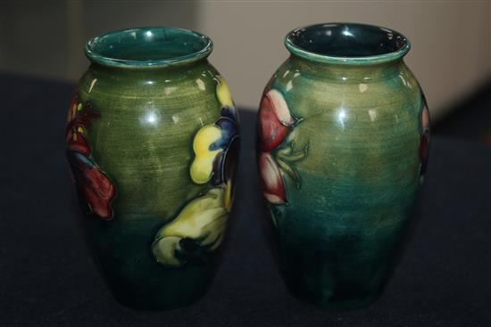 Two Moorcroft small ovoid vases, 1950s, 10.5cm